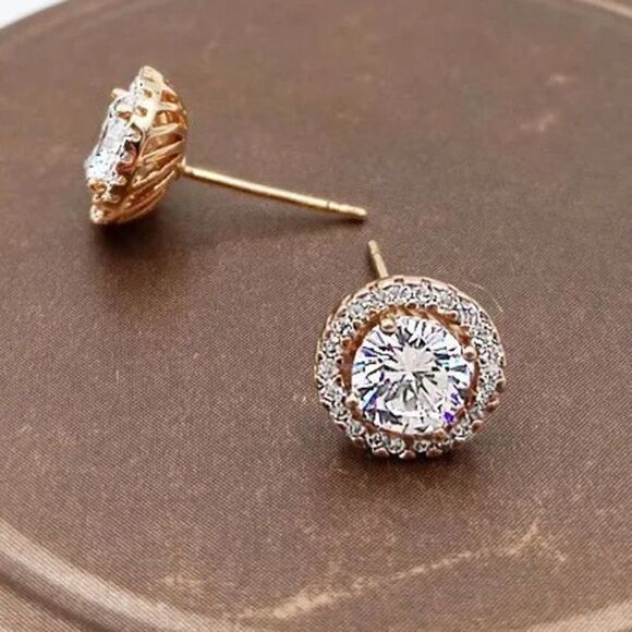 Ladies Round Crystal Earrings - Picture 5 of 7